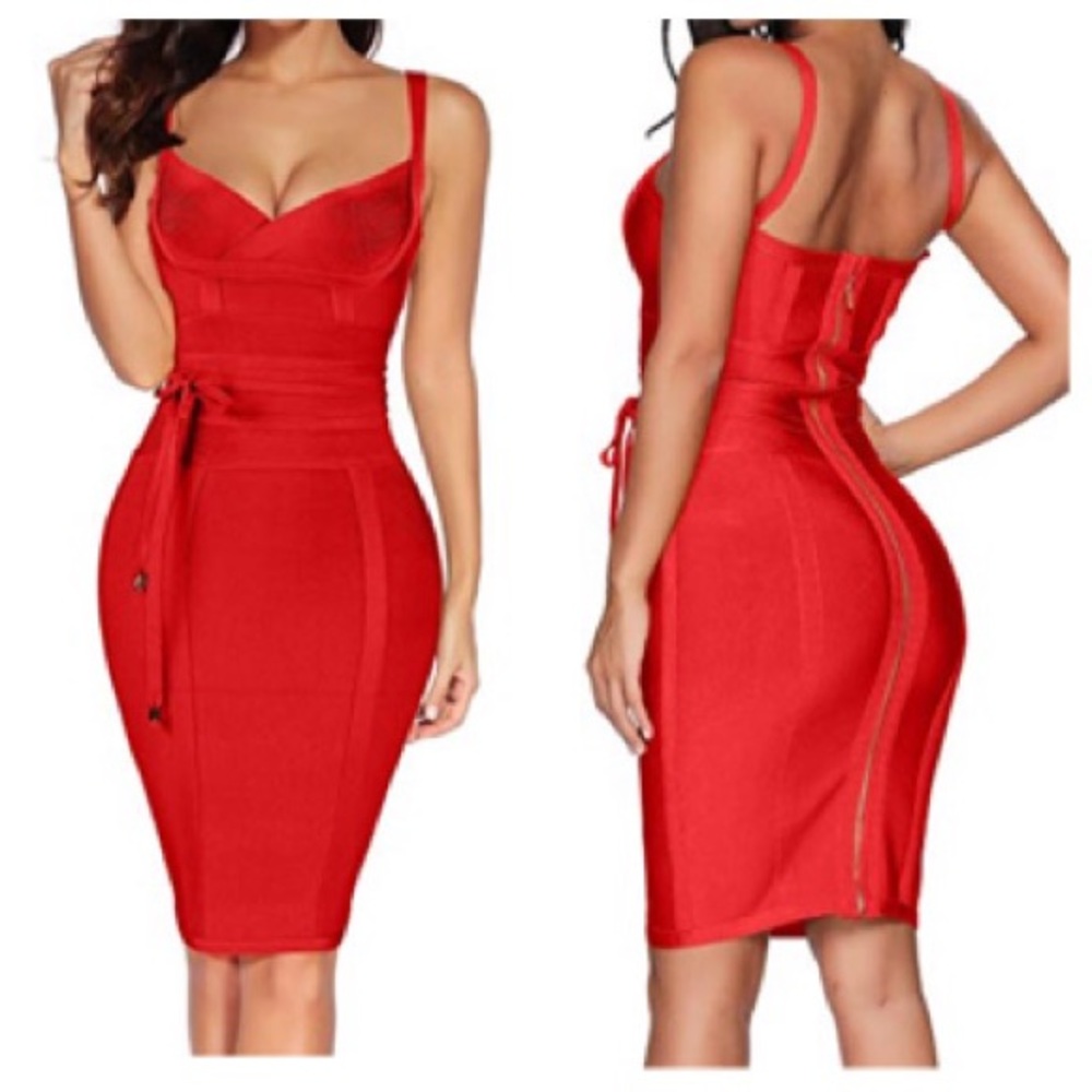Kelli Red Bandage Dress